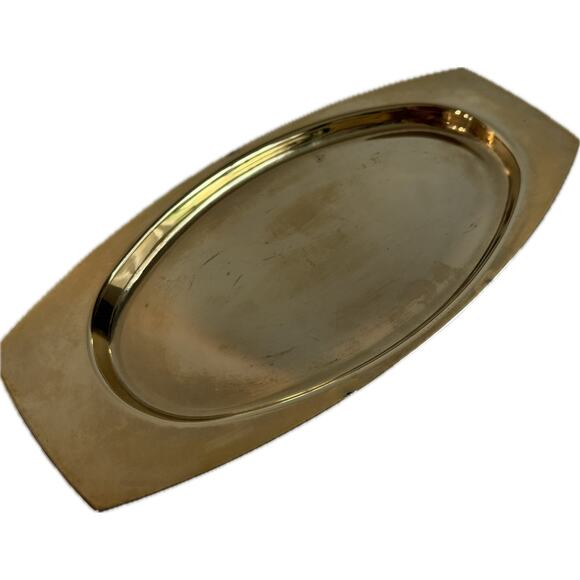 Vintage Kromex Brass Tray w/ Handles 10"x4.5" Trinket or Serving USA Made - Picture 2 of 7